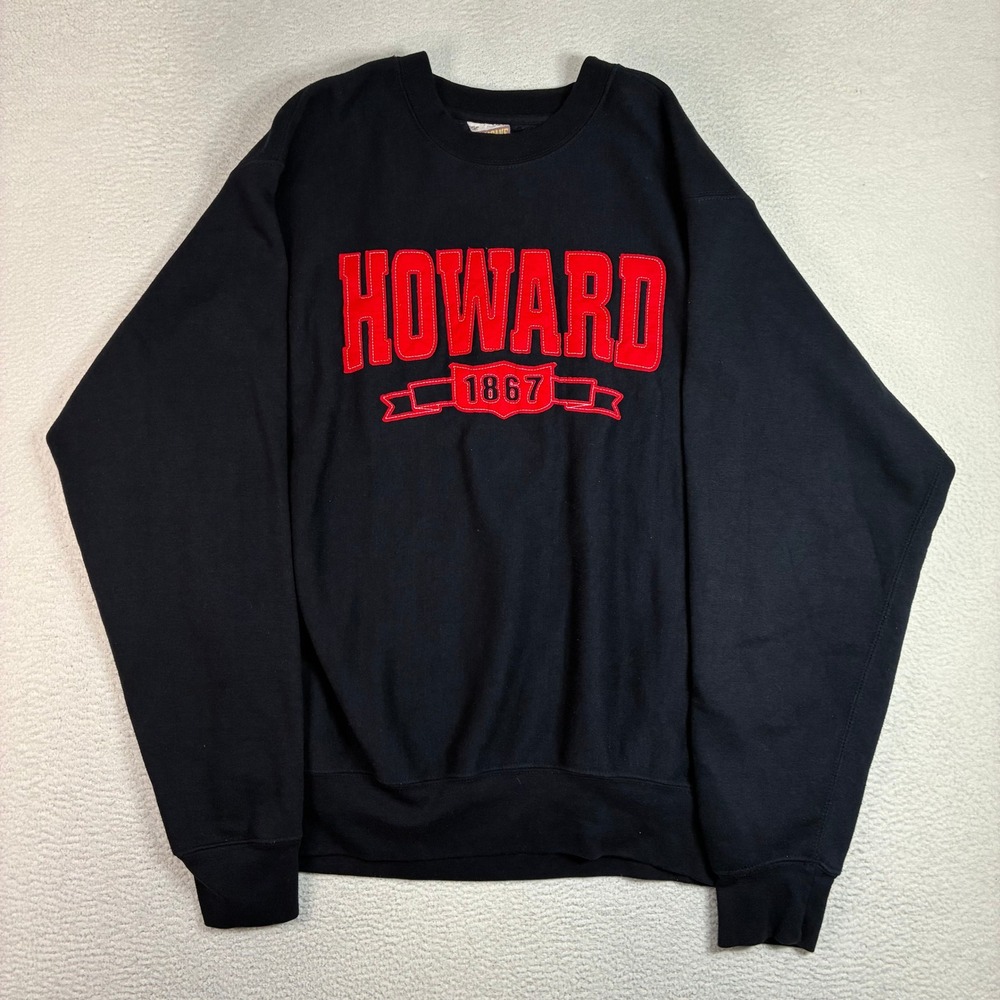 Y2K Howard University Crewneck Sweatshirt Men M Black Pullover HBCU MV Sport